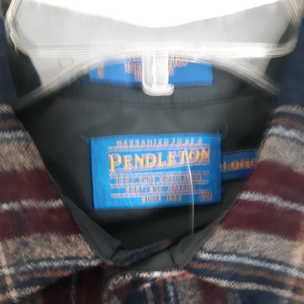 Pendleton Mens Med Long Wool plaid Shirt EUC - Picture 2 of 4